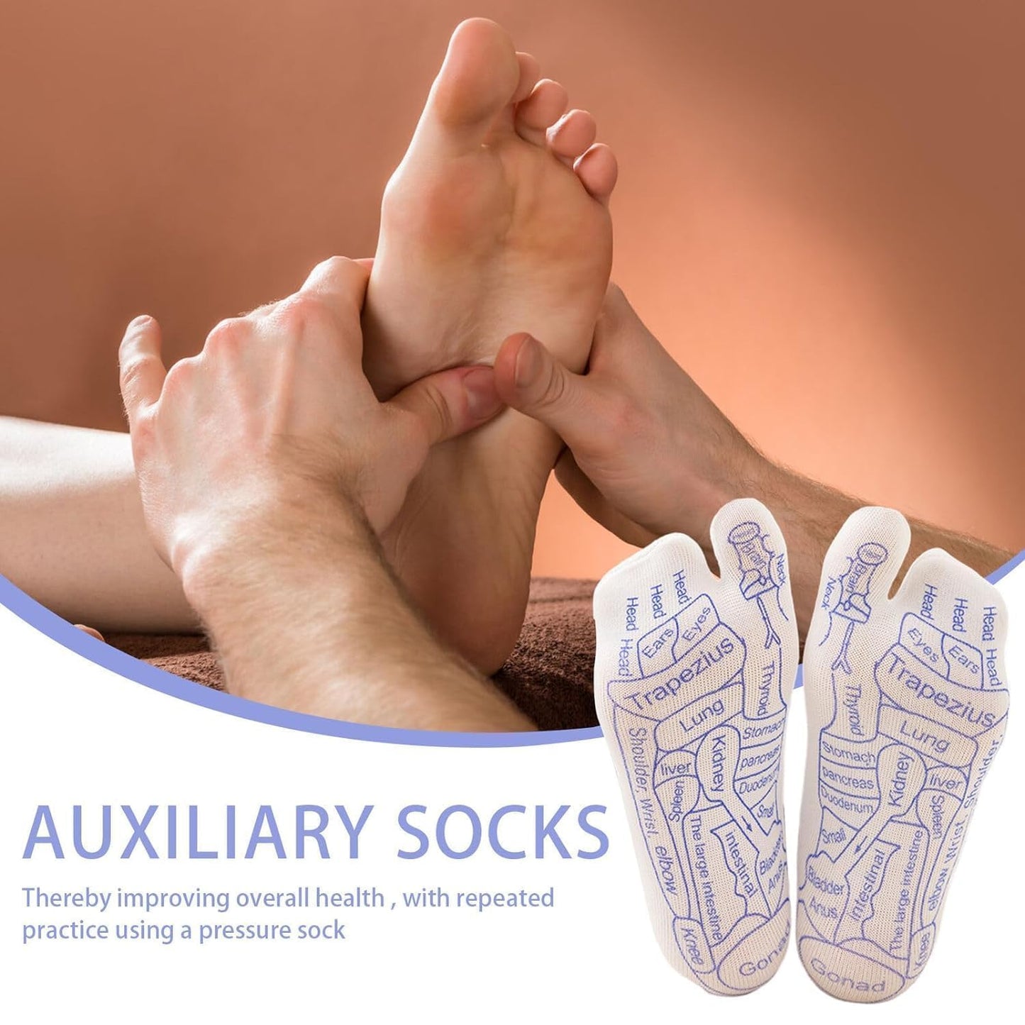 Acupressure Reflexology Socks With Pressure Point (with stick)