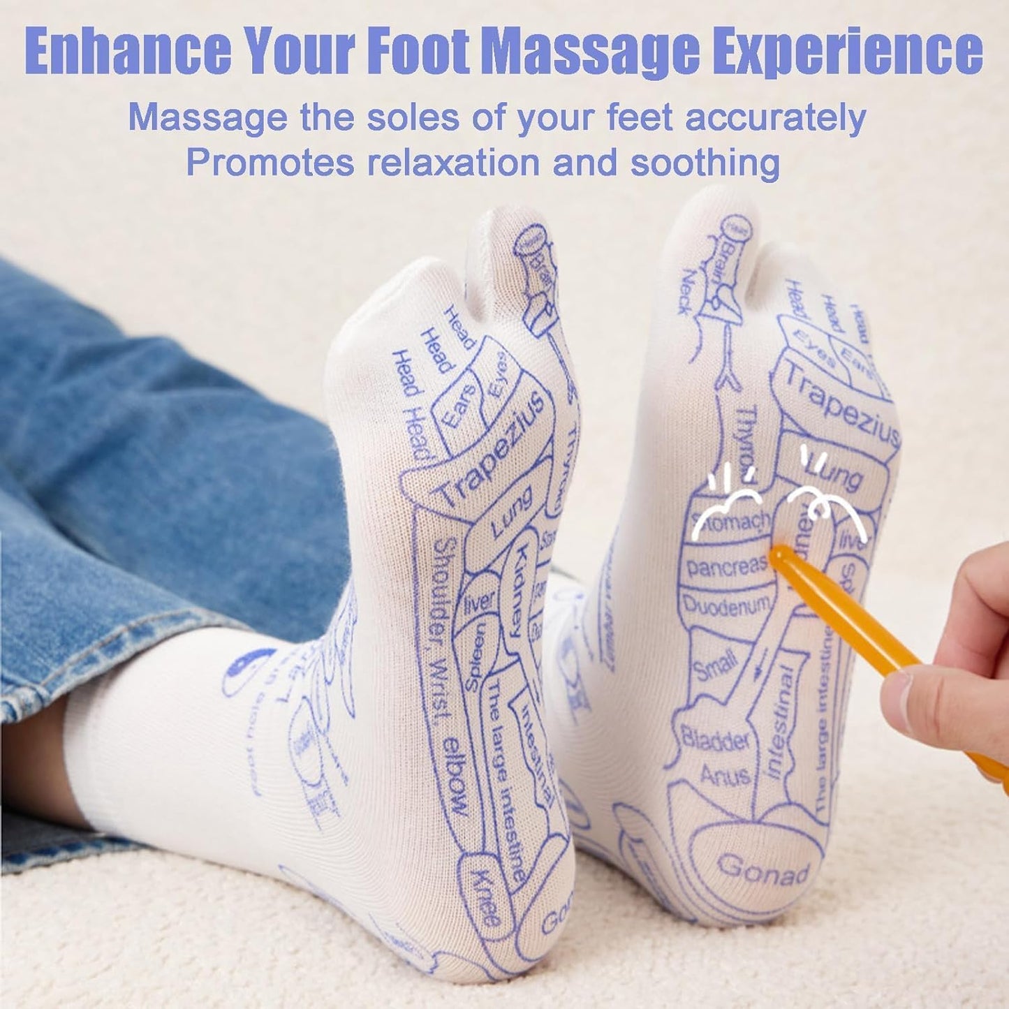 Acupressure Reflexology Socks With Pressure Point (with stick)