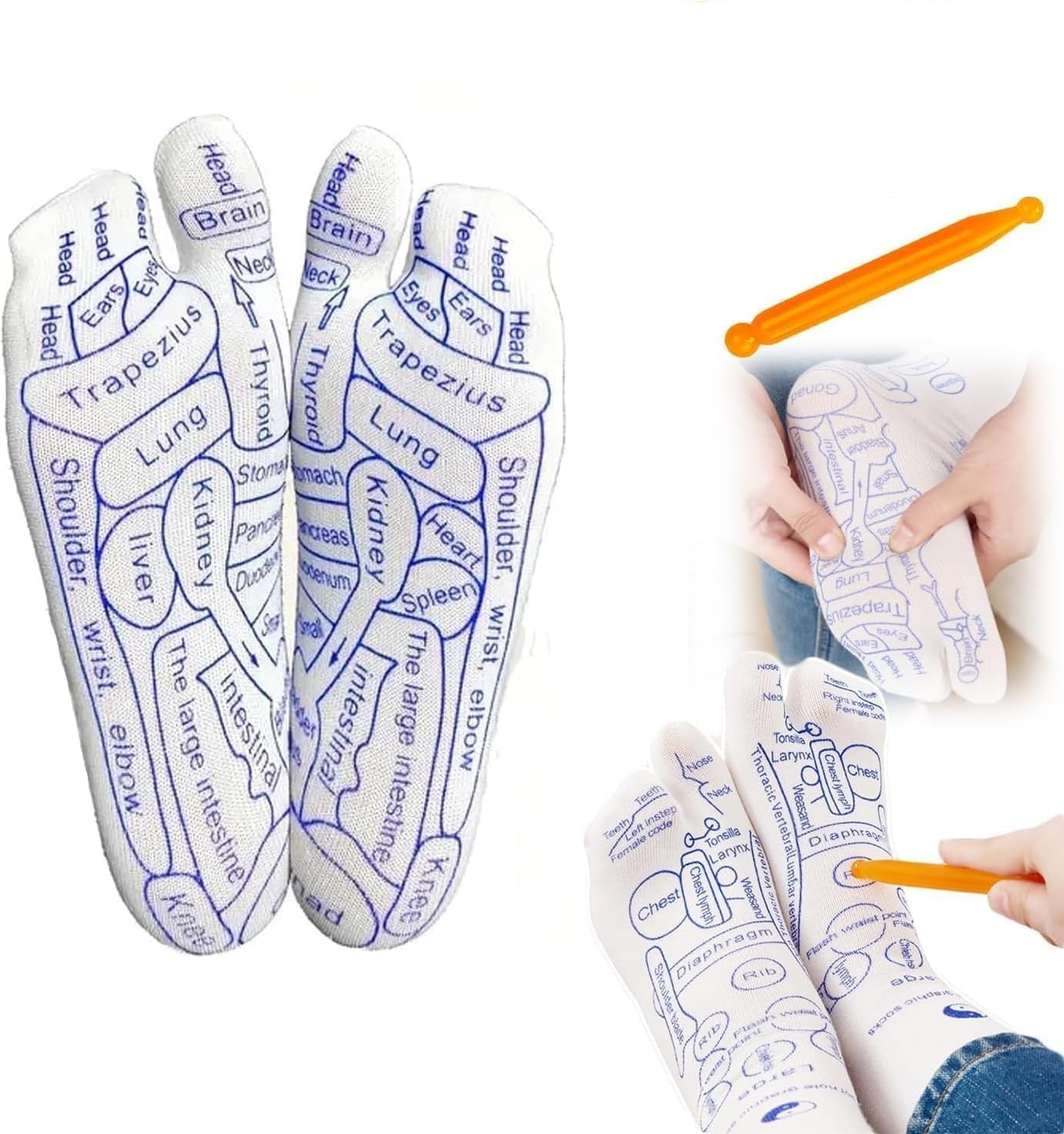 Acupressure Reflexology Socks With Pressure Point (with stick)